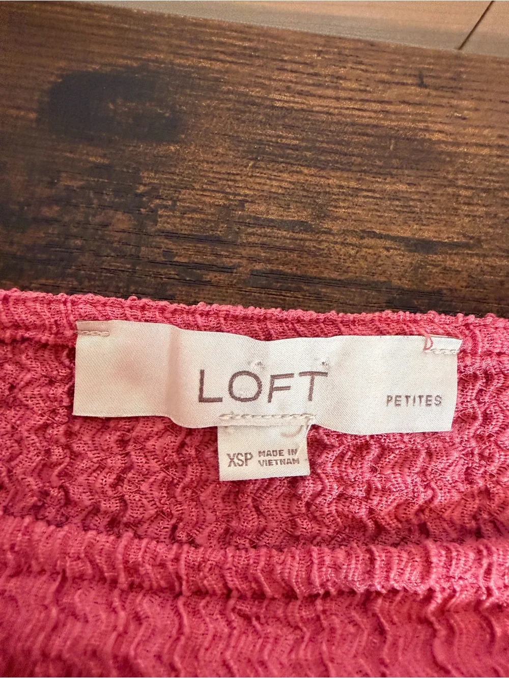 LOFT Pink Textured Knit Puff Sleeve Top Women’s Warm Cozy Office Casual Wear
